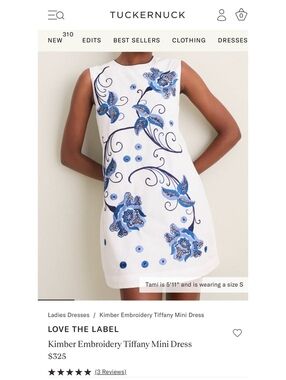Love The Label Kimber Embroidery Tiffany Mini Dress Size S